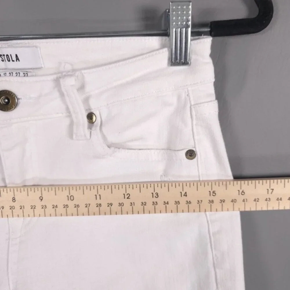 PISTOLA‎ REVOLVE Jeans White MidRise Semi Distressed Skinny P6822FTN-WAK Size 27